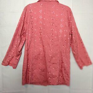 Denim&Co.  Coral Pink Eyelet Coat M
